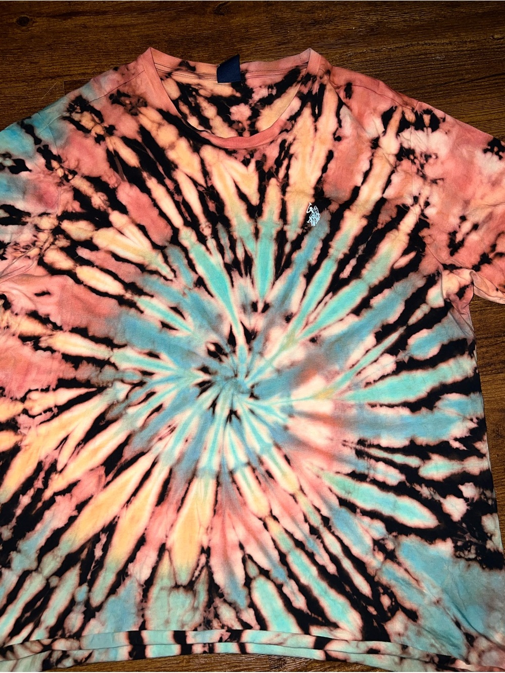 Black Rainbow Handmade Tie Dye Bold Short Sleeve Casual Shirt Size XL - Picture 4 of 6